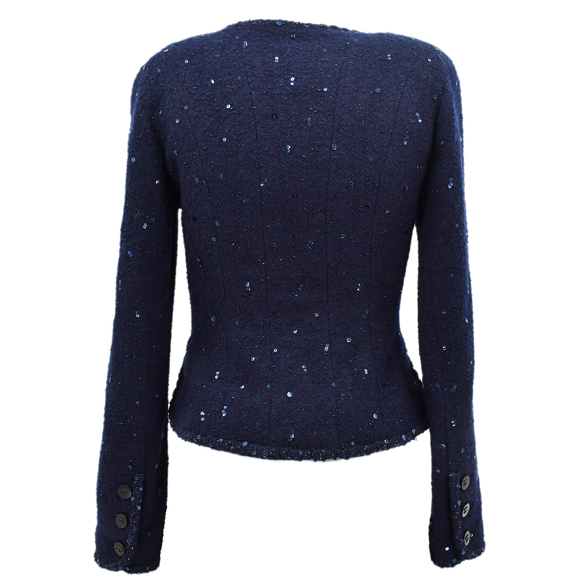 Luxury Chanel Collarless Jacket Navy #38