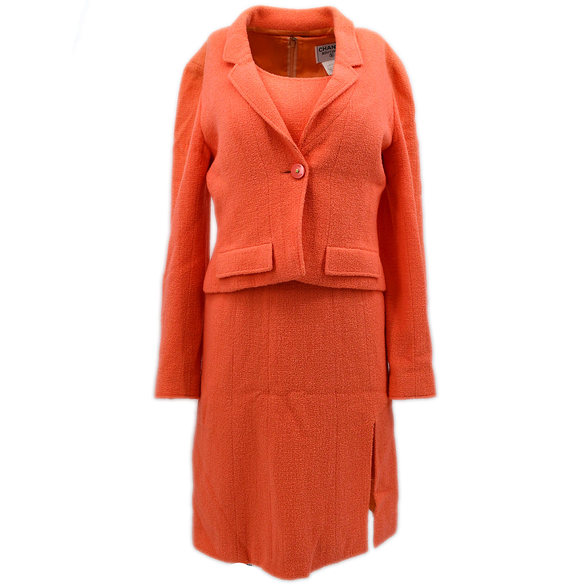 Luxury Chanel Setup Suit Jacket Dress Orange 97P #40