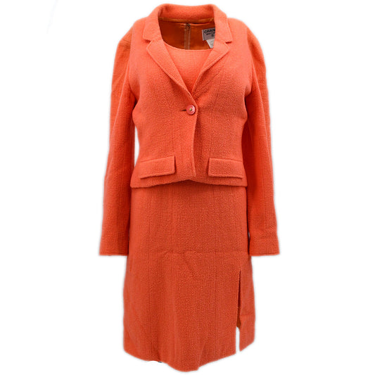 Luxury Chanel Setup Suit Jacket Dress Orange 97P #40