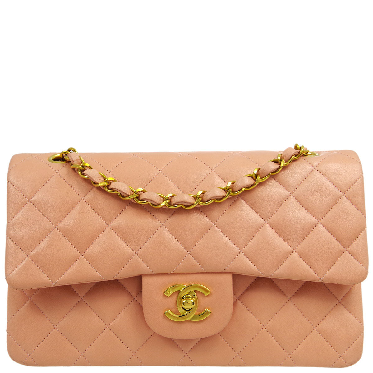 Luxury Chanel * 1994-1996 Pink Lambskin Small Classic Double Flap Shoulder Bag