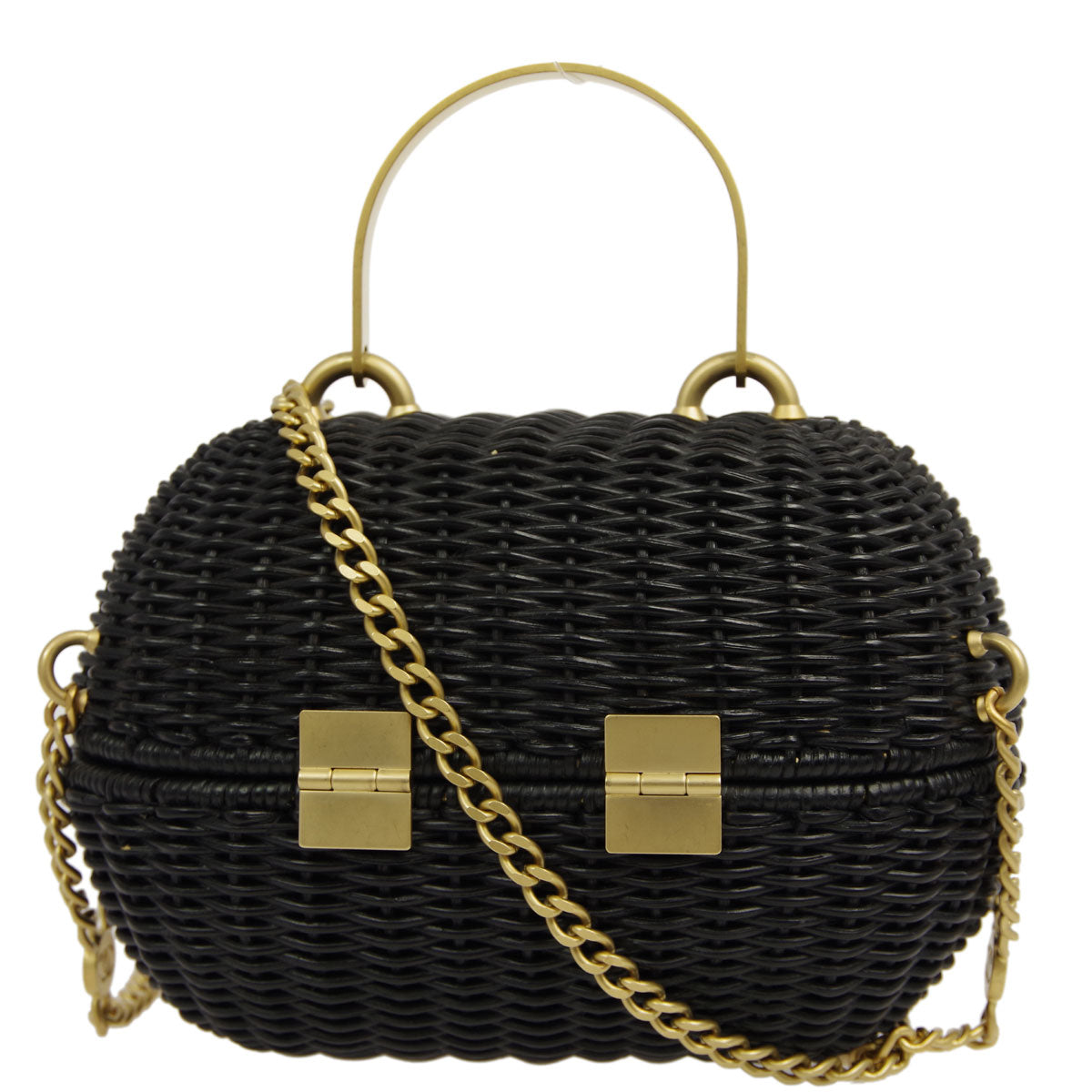 Luxury Chanel * 2004-2005 Black Rattan Basket 2way Shooulder Handbag