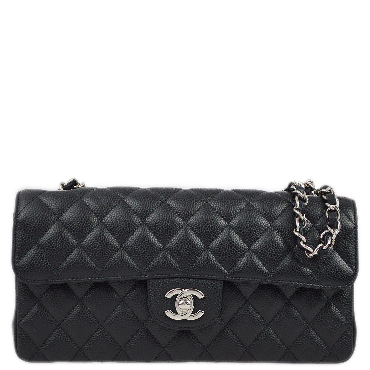 Luxury Chanel 2009-2010 Black Caviar East West Shoulder Bag