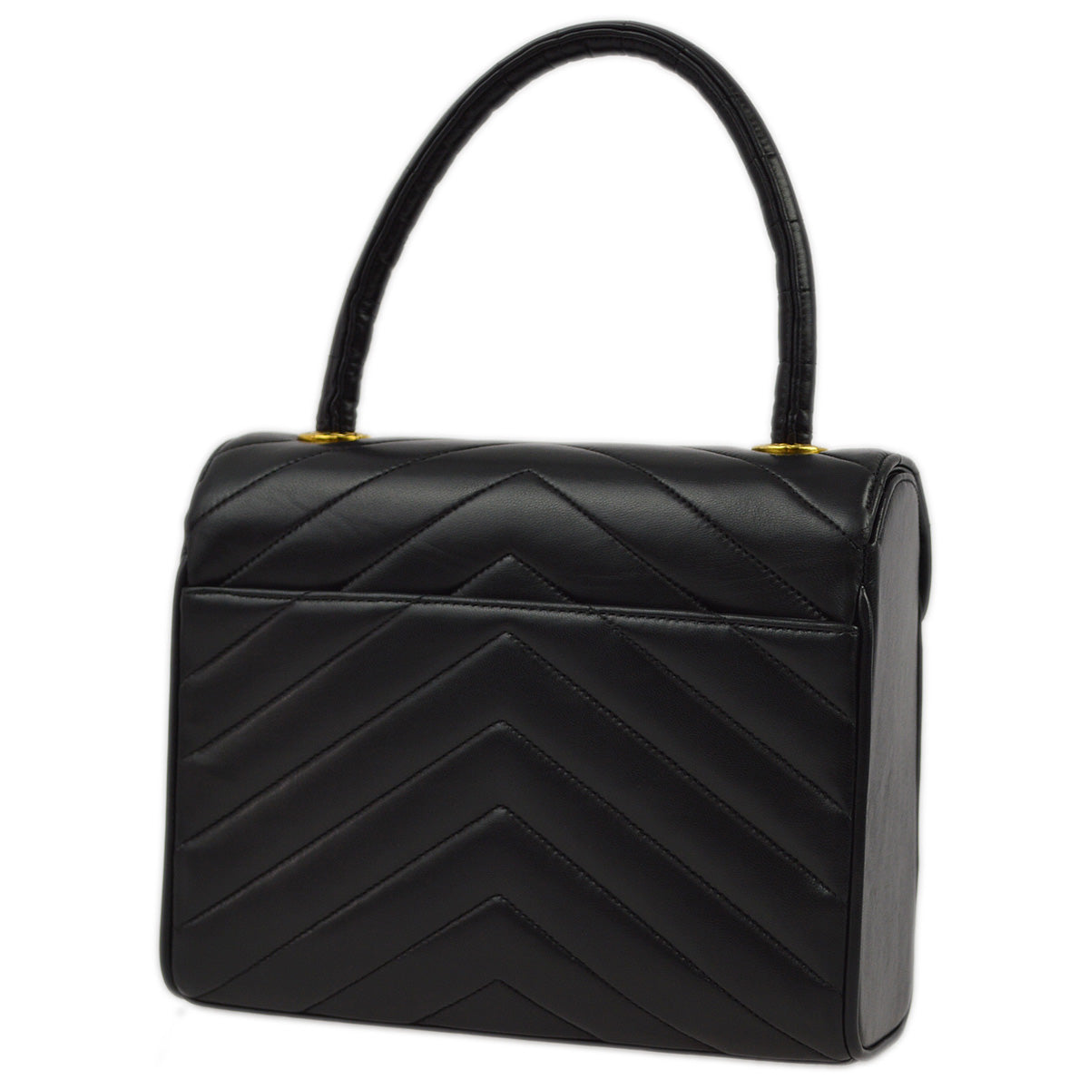 Luxury Chanel 1991-1994 Black Lambskin Mademoiselle Chevron Handbag