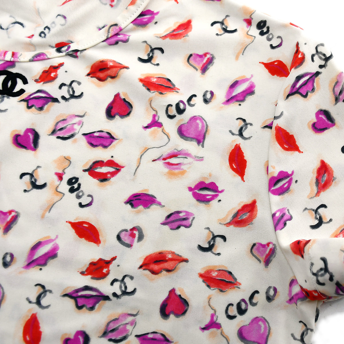 Luxury Chanel Lipstick Cropped T-shirt Ivory #42