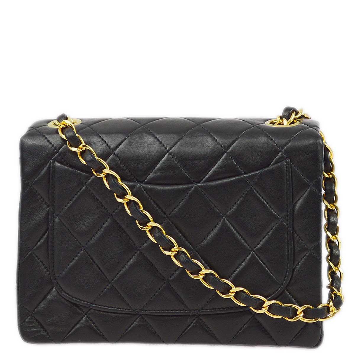 Luxury Chanel 1991-1994 Black Lambskin Mini Classic Square Flap Shoulder Bag 17