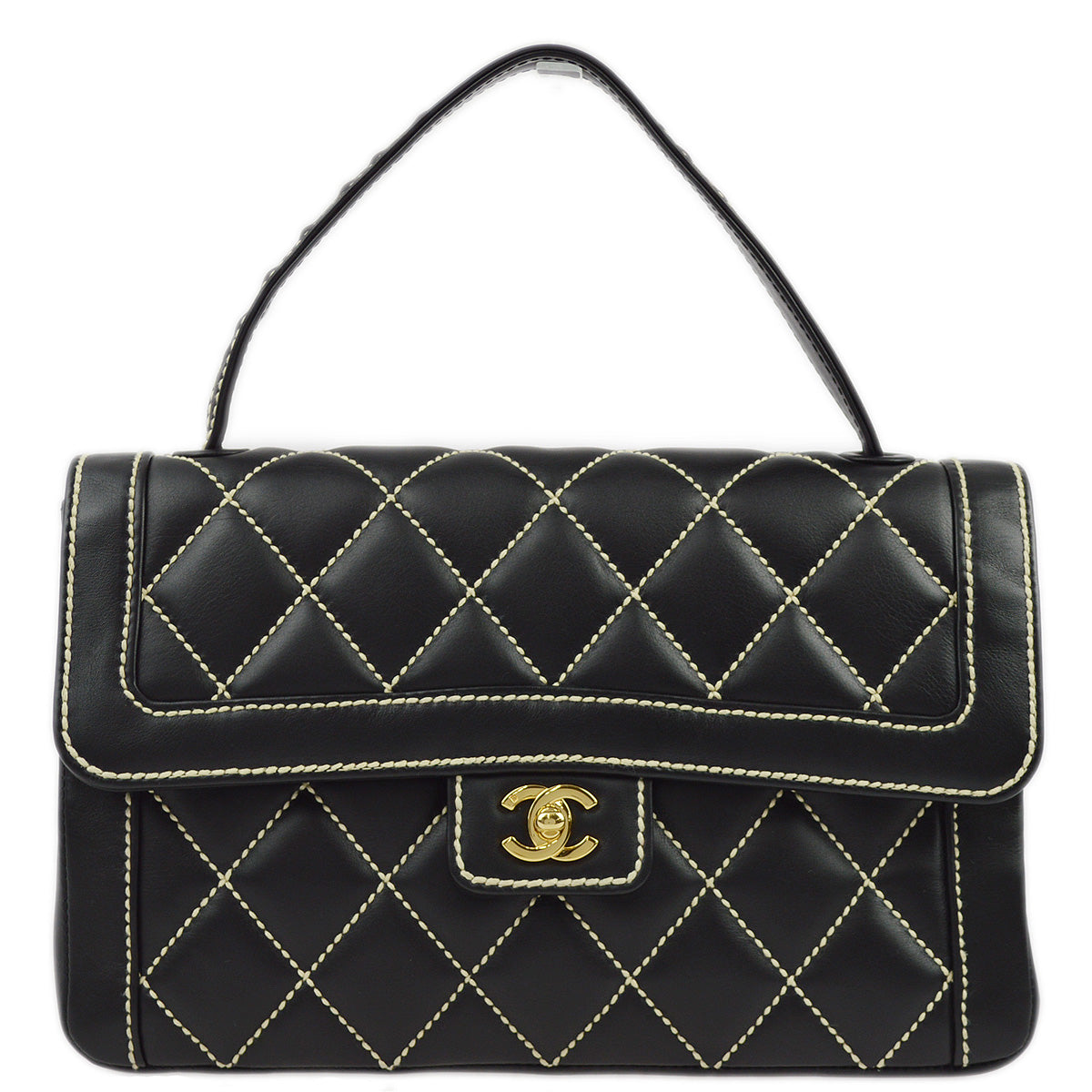Luxury Chanel 2004-2005 Black Calfskin Wild Stitch Handbag