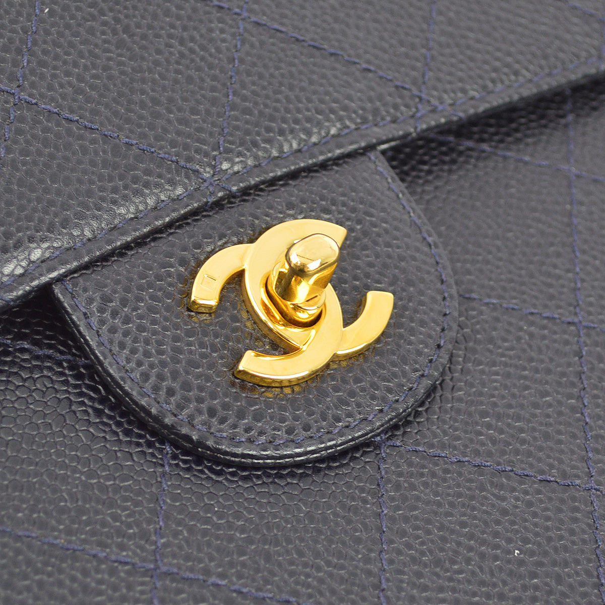 Luxury Chanel 1997-1999 Navy Caviar Single Flap Shoulder Bag