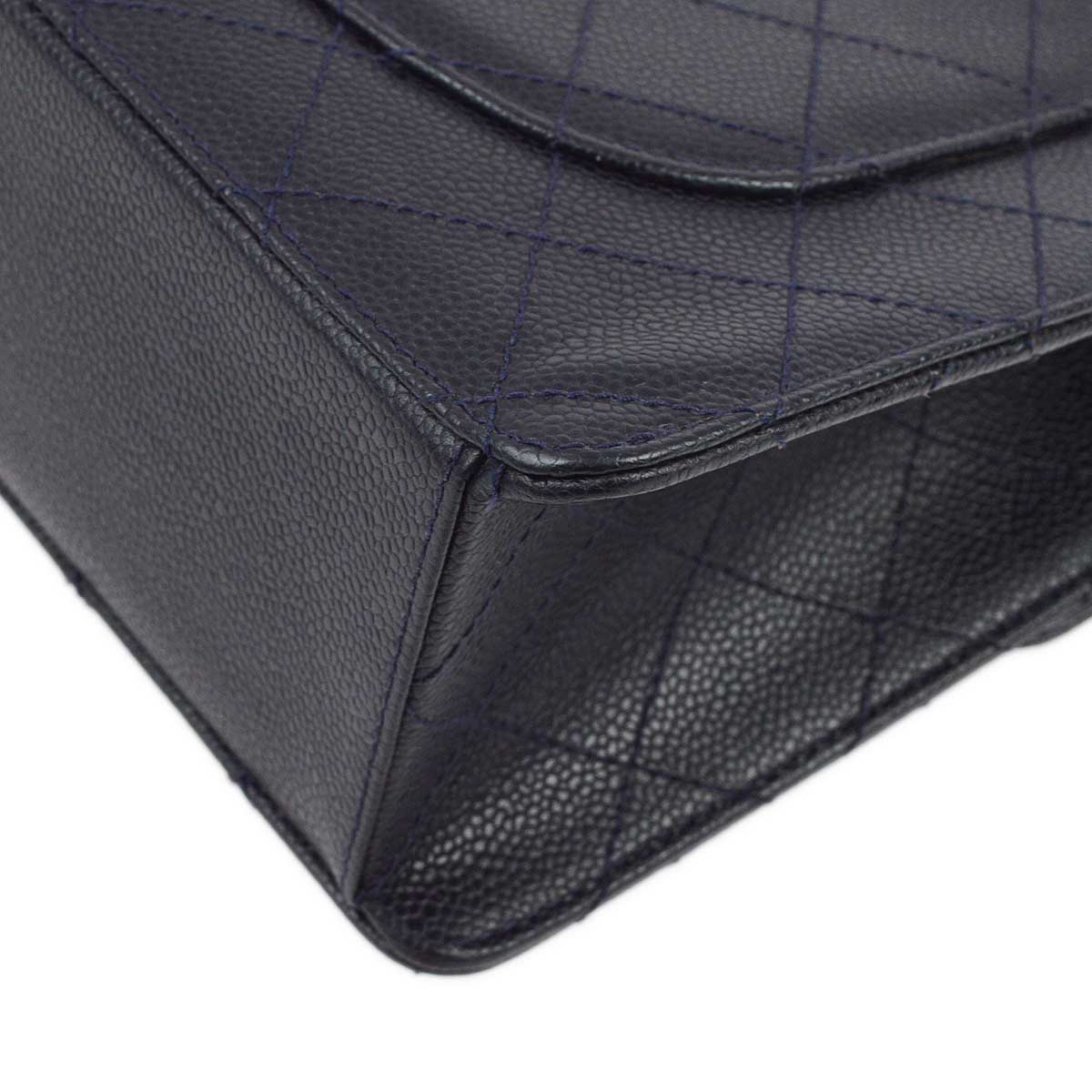 Luxury Chanel 1997-1999 Navy Caviar Single Flap Shoulder Bag