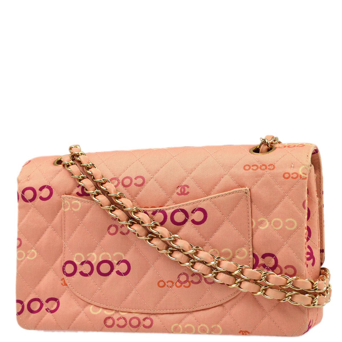 Luxury Chanel 2001-2003 Pink Coco Classic Double Flap Medium Shoulder Bag