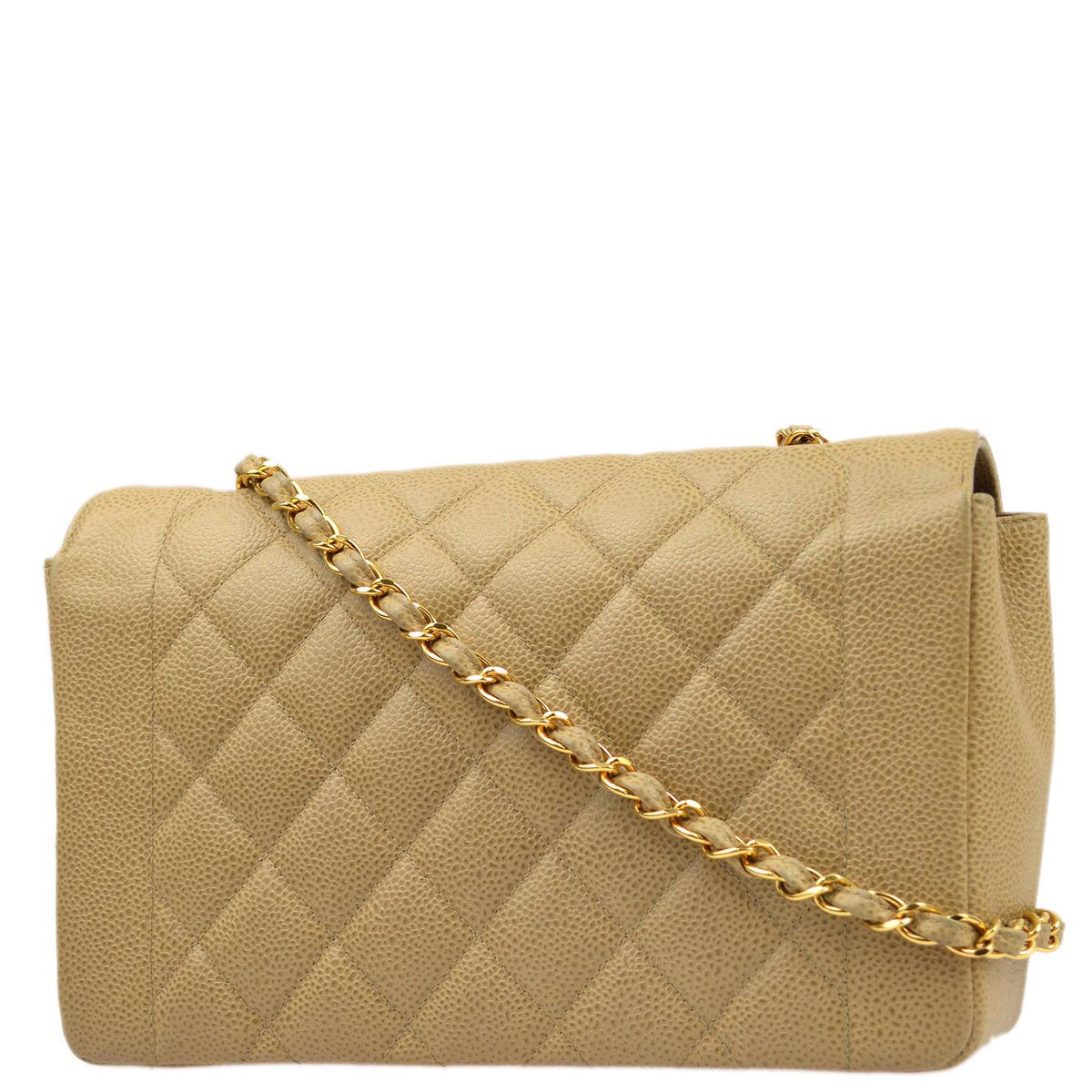Luxury Chanel 1994-1996 Beige Caviar Medium Diana Shoulder Bag