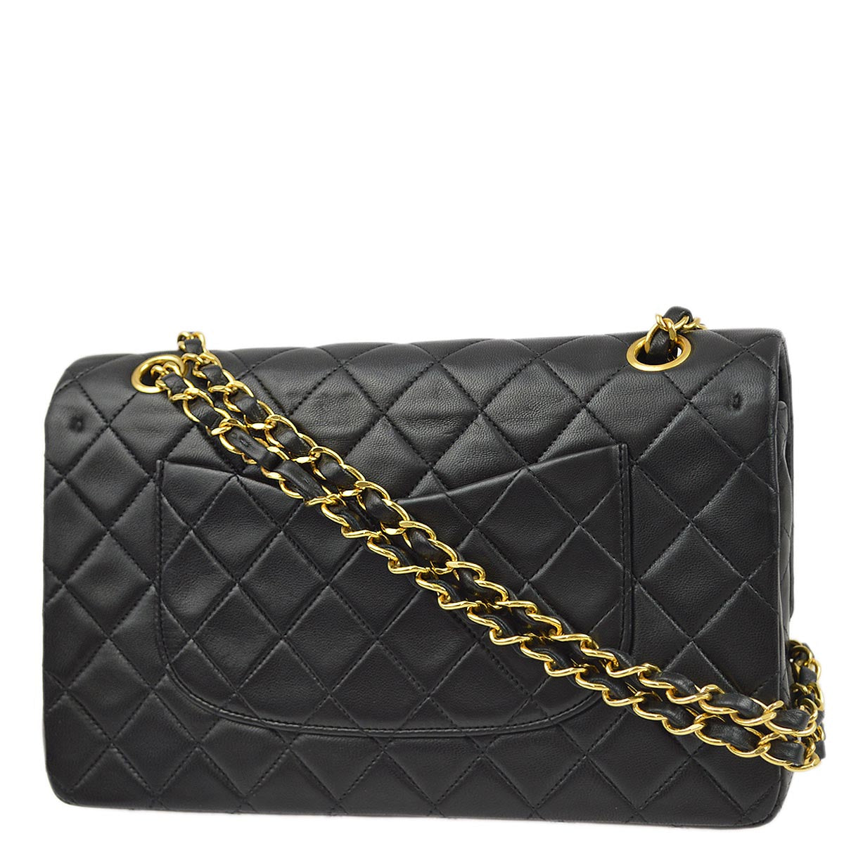 Luxury Chanel 1991-1994 Black Lambskin Medium Classic Double Flap Shoulder Bag
