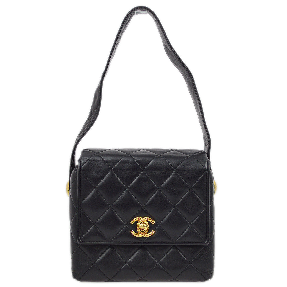 Luxury Chanel 1991-1994 Black Lambskin Straight Flap Handbag
