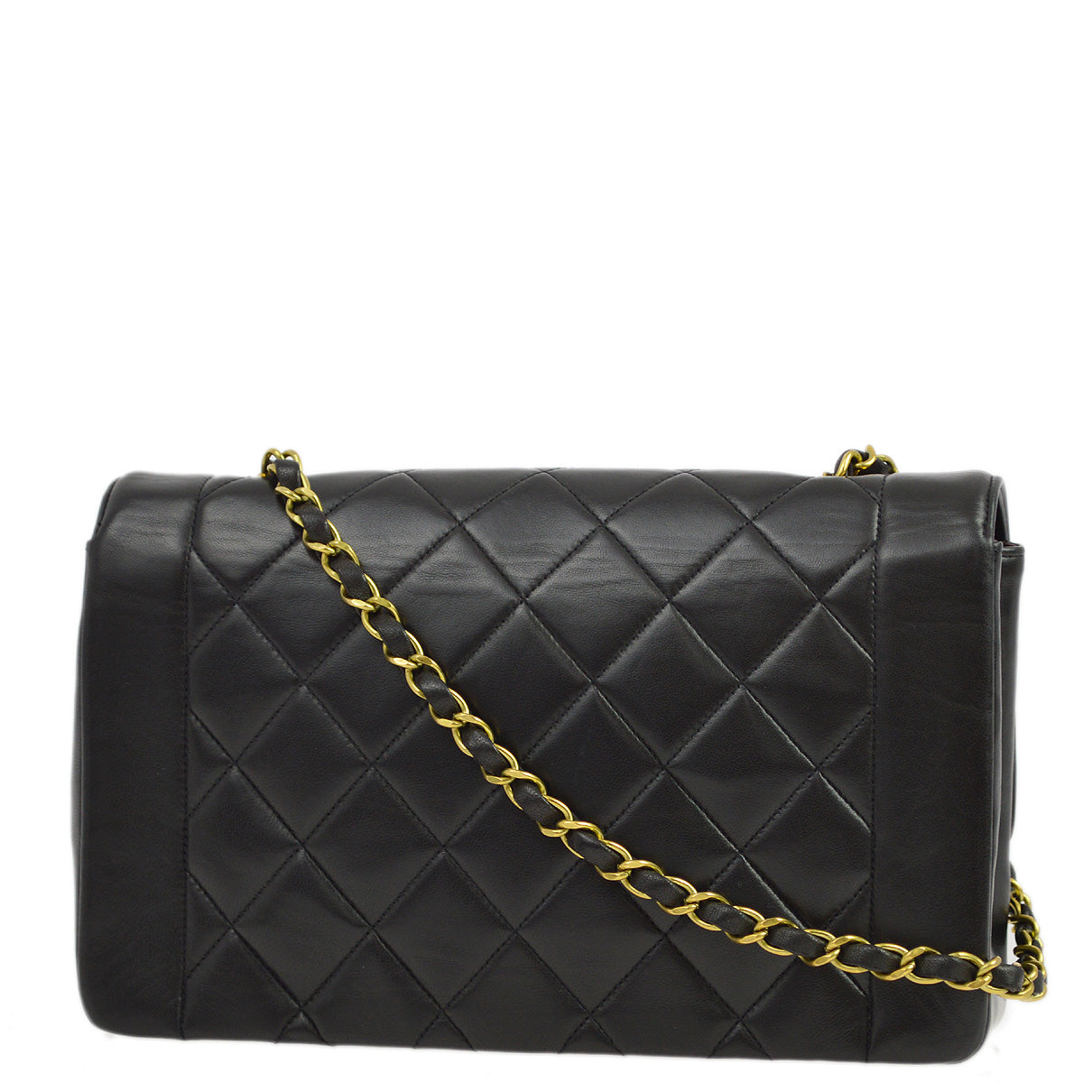 Luxury Chanel 1994-1996 Black Lambskin Medium Diana Shoulder Bag