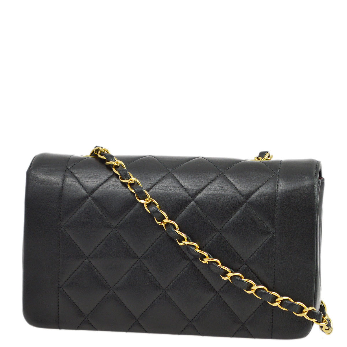 Luxury Chanel 1996-1997 Black Lambskin Small Diana Shoulder Bag