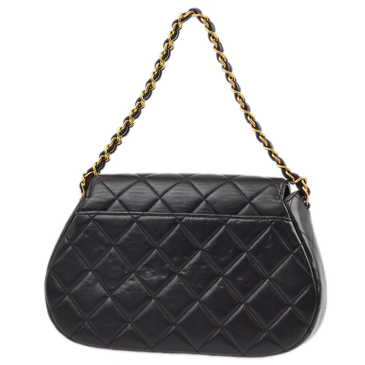 Luxury Chanel 1996-1997 Black Lambskin Chain Handbag
