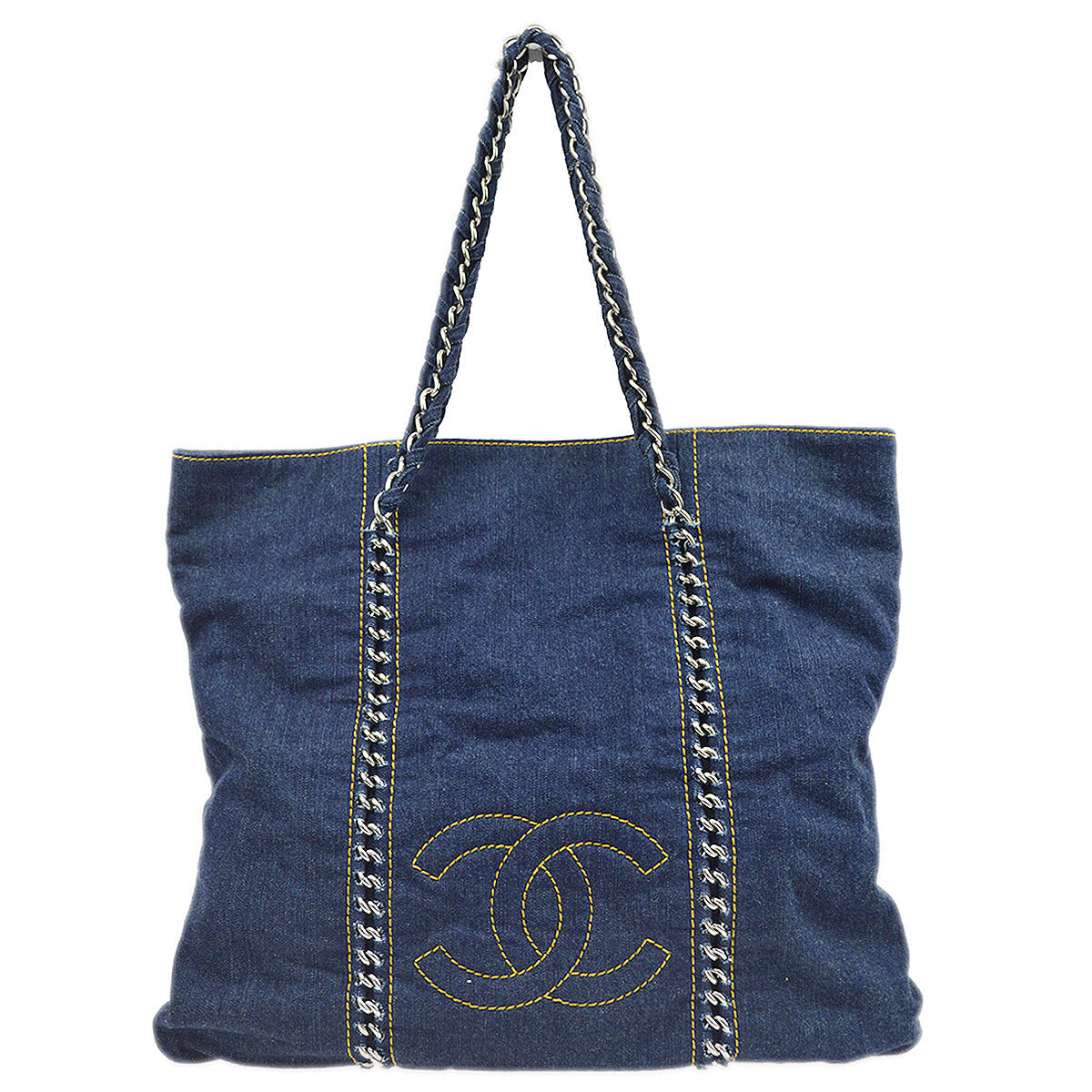 Luxury Chanel 2005-2006 Blue Denim Luxury Line Tote Handbag