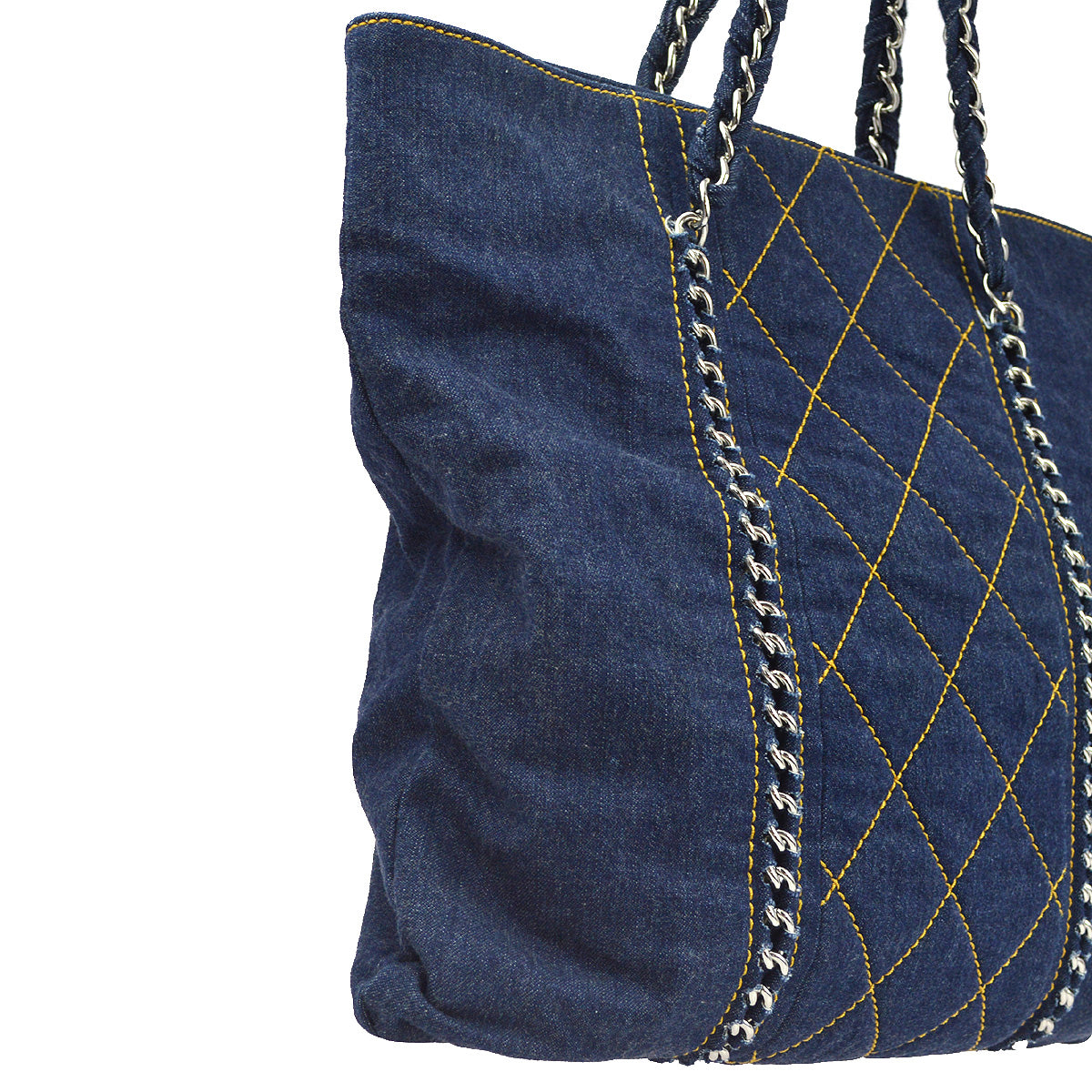 Luxury Chanel 2005-2006 Blue Denim Luxury Line Tote Handbag