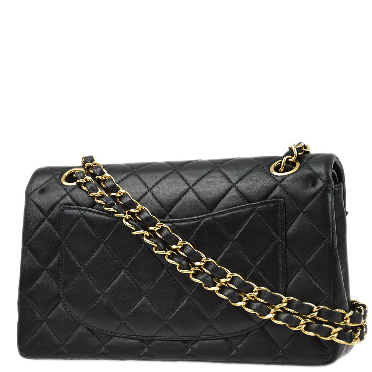 Luxury Chanel 2001-2003 Black Lambskin Small Classic Double Flap Shoulder Bag