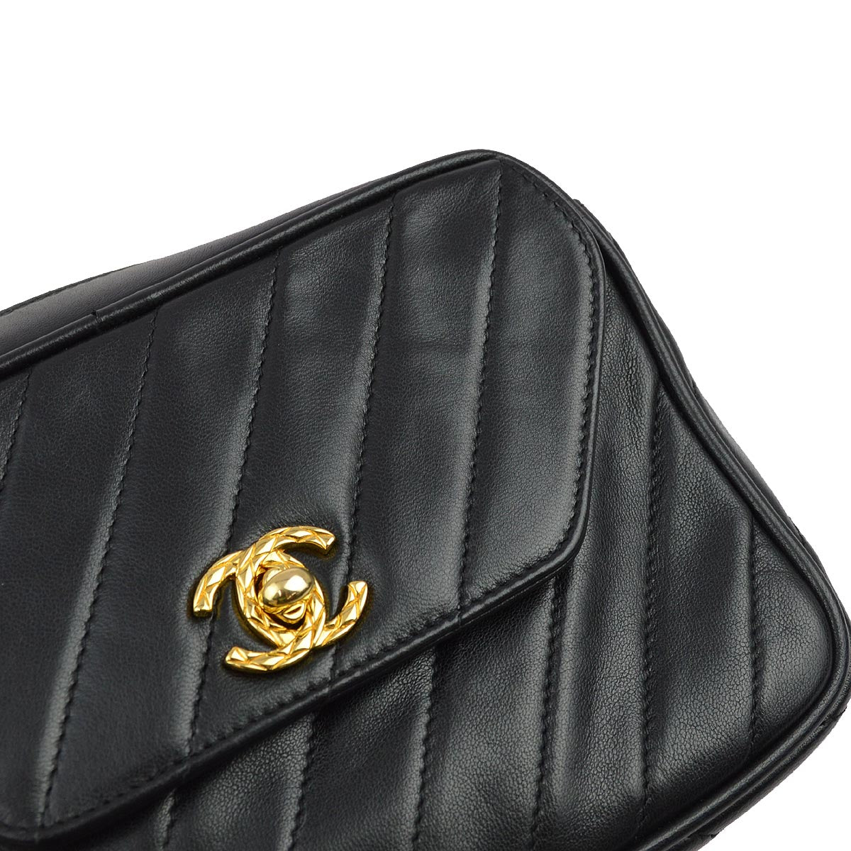 Luxury Chanel 1991-1994 Black Lambskin Camera Bag Mini