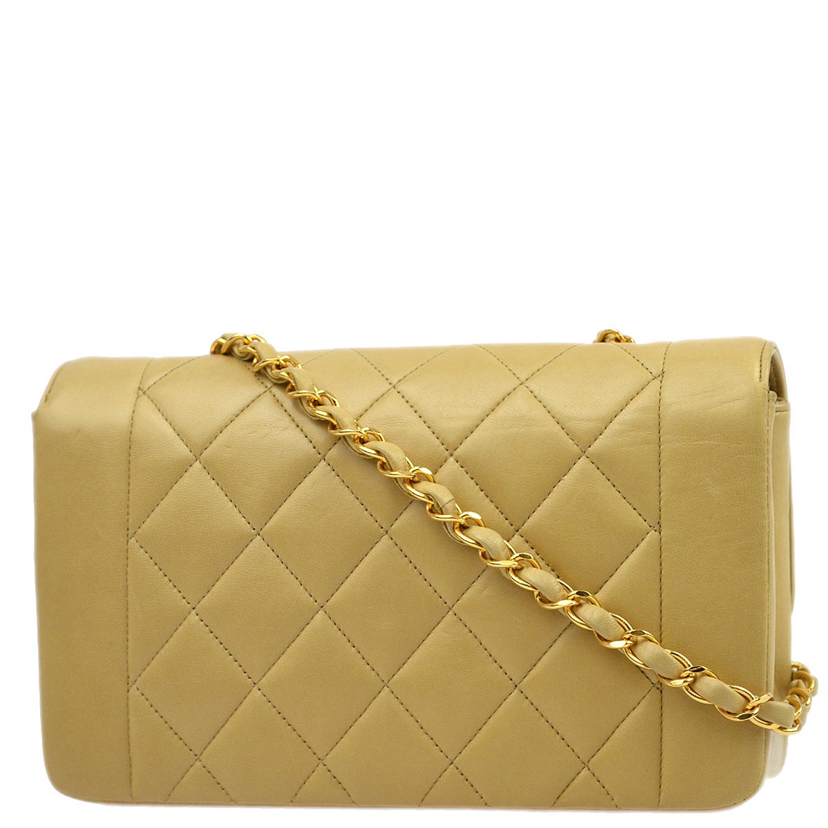Luxury Chanel 1991-1994 Beige Lambskin Small Diana Shoulder Bag