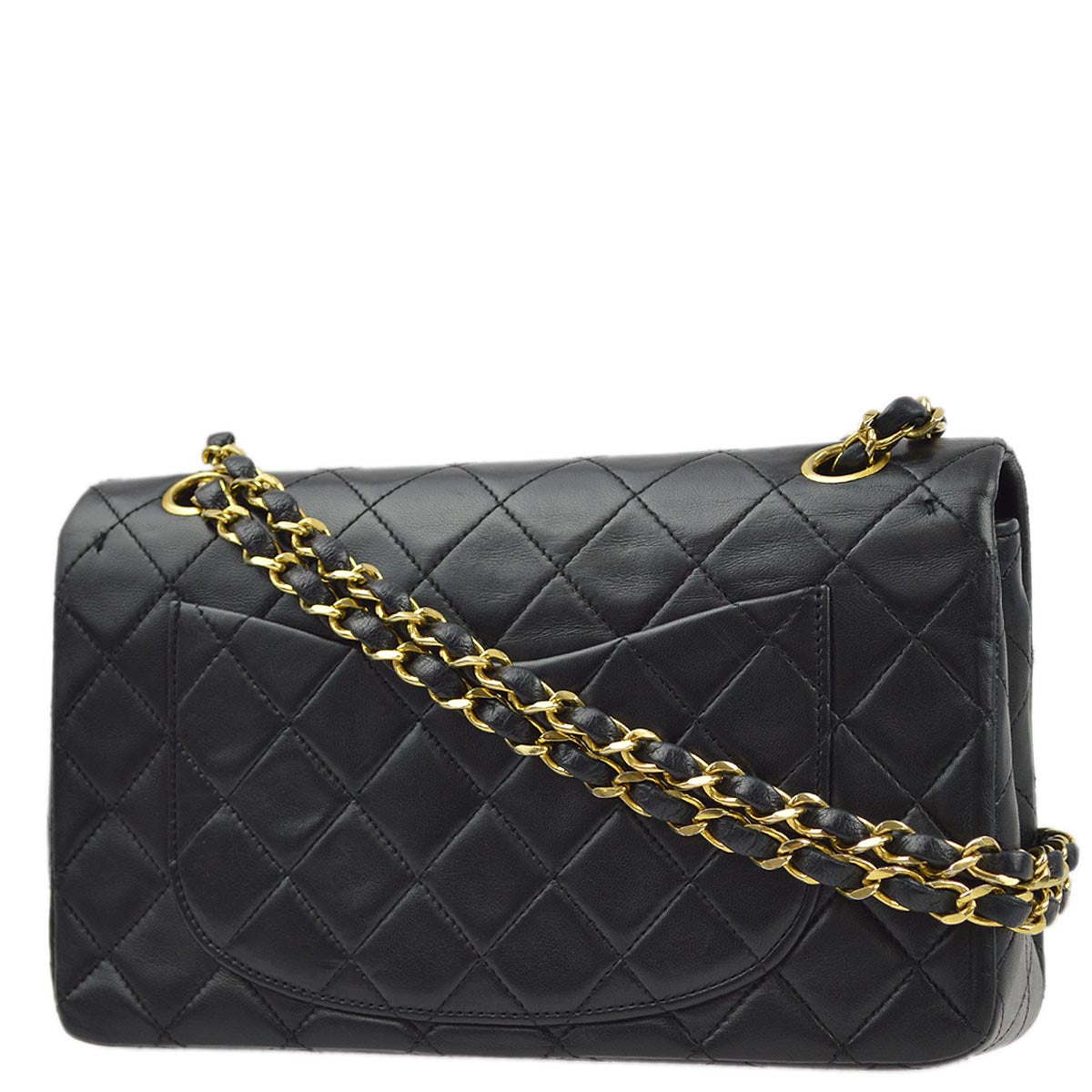 Luxury Chanel 1986-1988 Black Lambskin Small Classic Double Flap Shoulder Bag