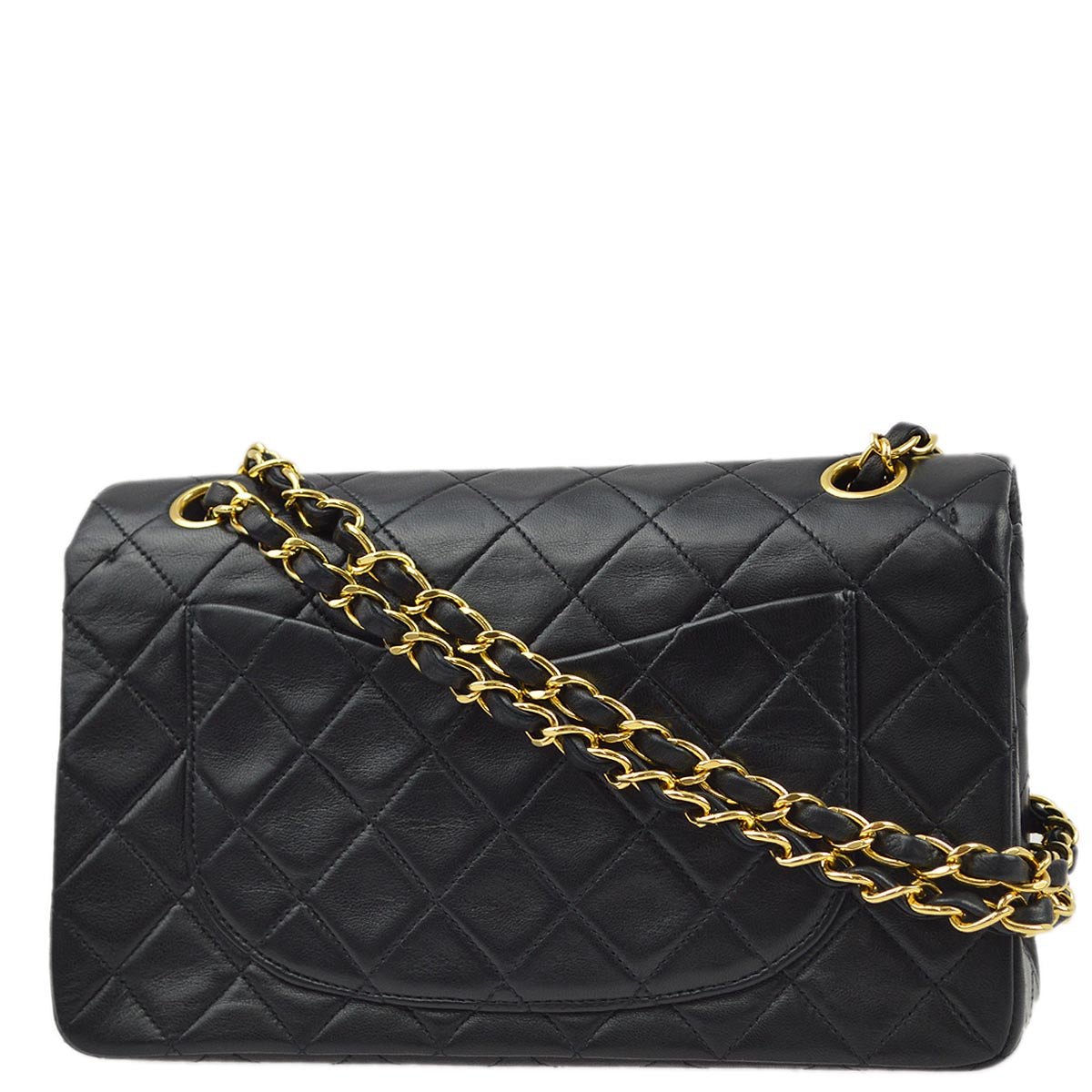 Luxury Chanel 1991-1994 Black Lambskin Small Classic Double Flap Shoulder Bag