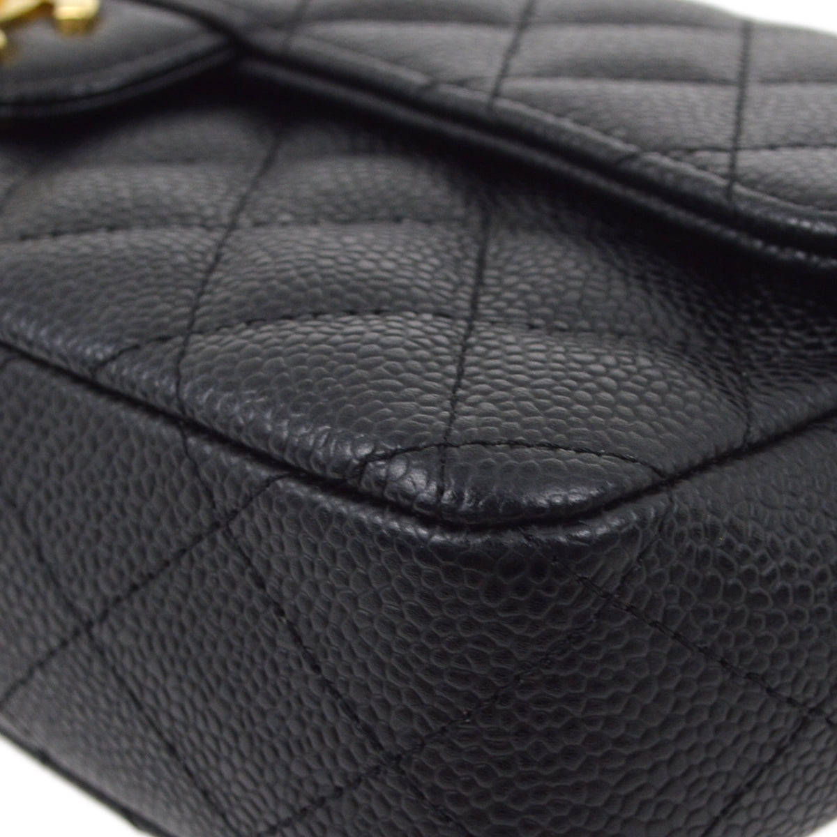 Luxury Chanel 2006-2008 Black Caviar East West Shoulder Bag