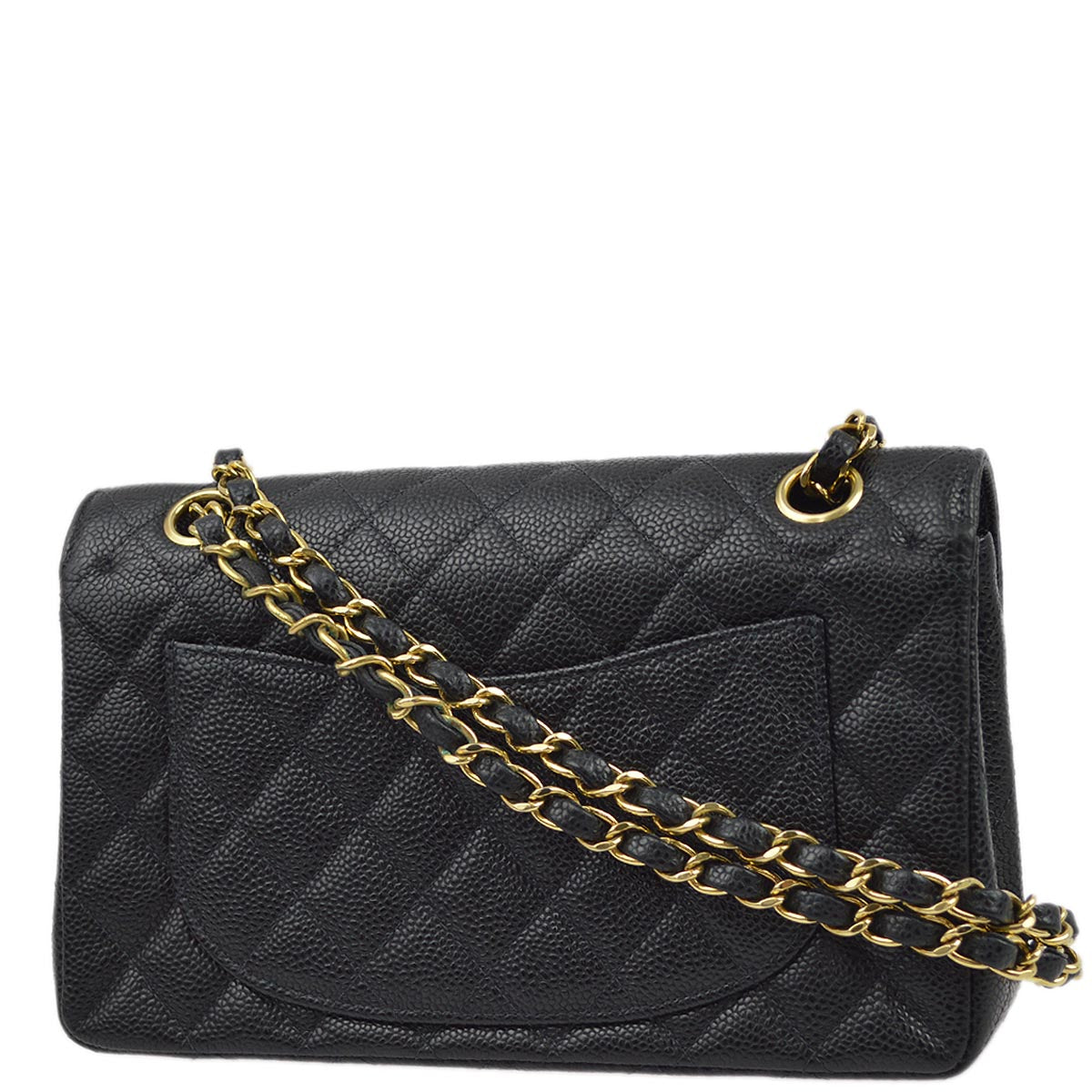 Luxury Chanel 2003-2004 Black Caviar Small Classic Double Flap Shoulder Bag