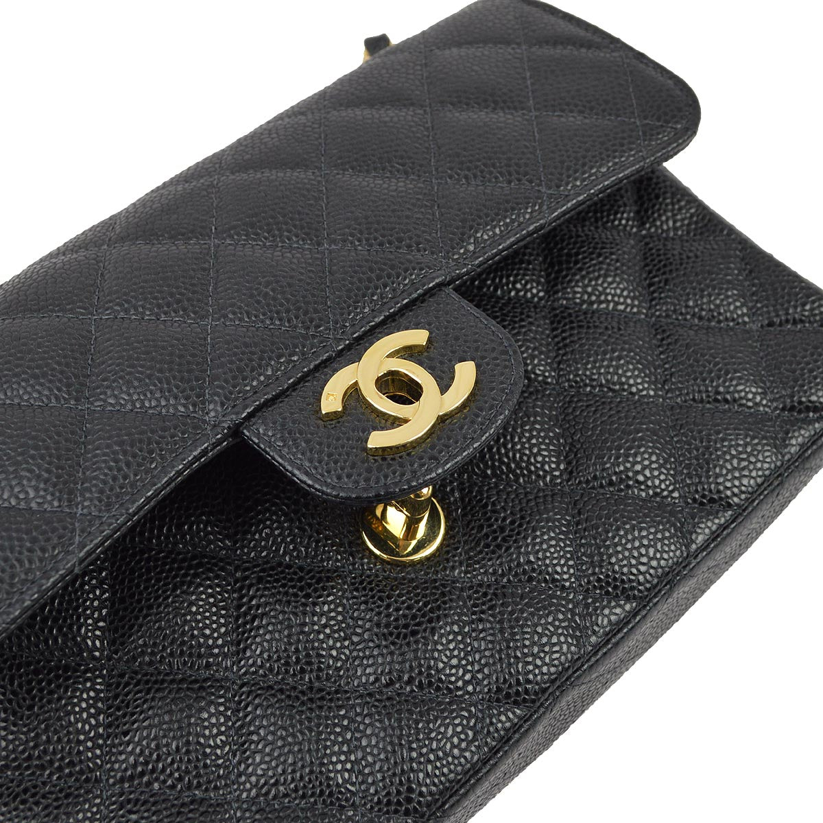 Luxury Chanel 2003-2004 Black Caviar Small Classic Double Flap Shoulder Bag