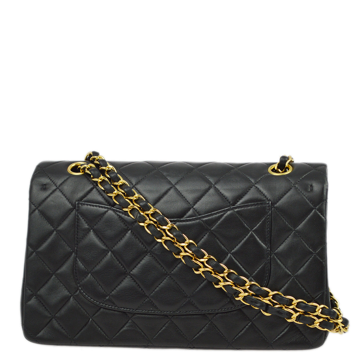 Luxury Chanel 1996-1997 Black Lambskin Medium Classic Double Flap Shoulder Bag