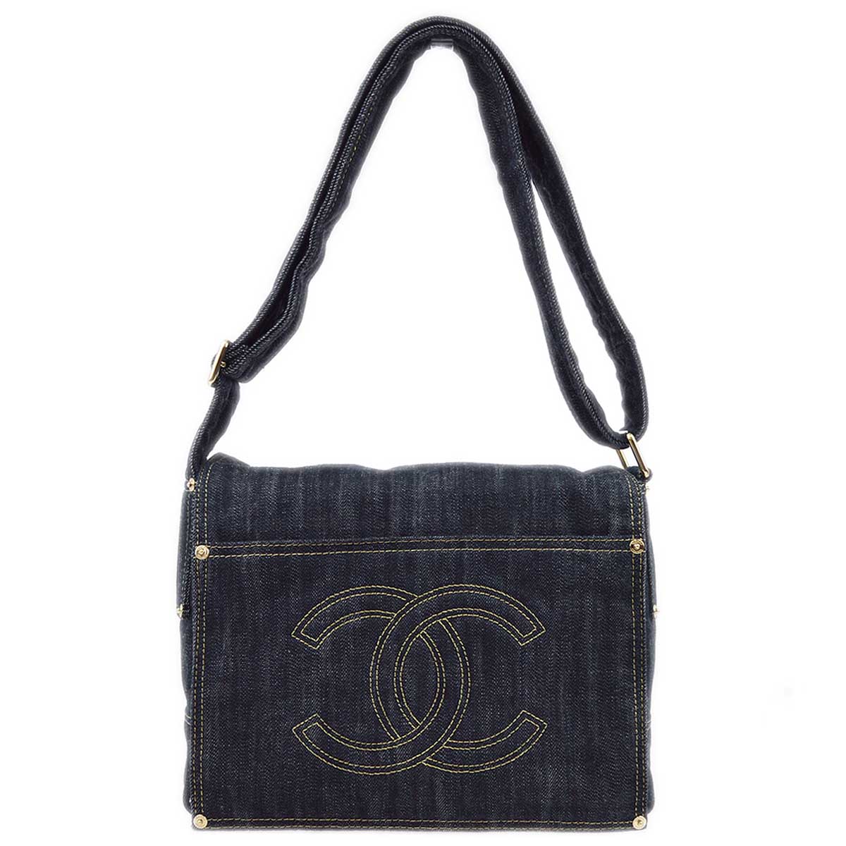 Luxury Chanel 2005-2006 Indigo Denim Messenger Shoulder Bag