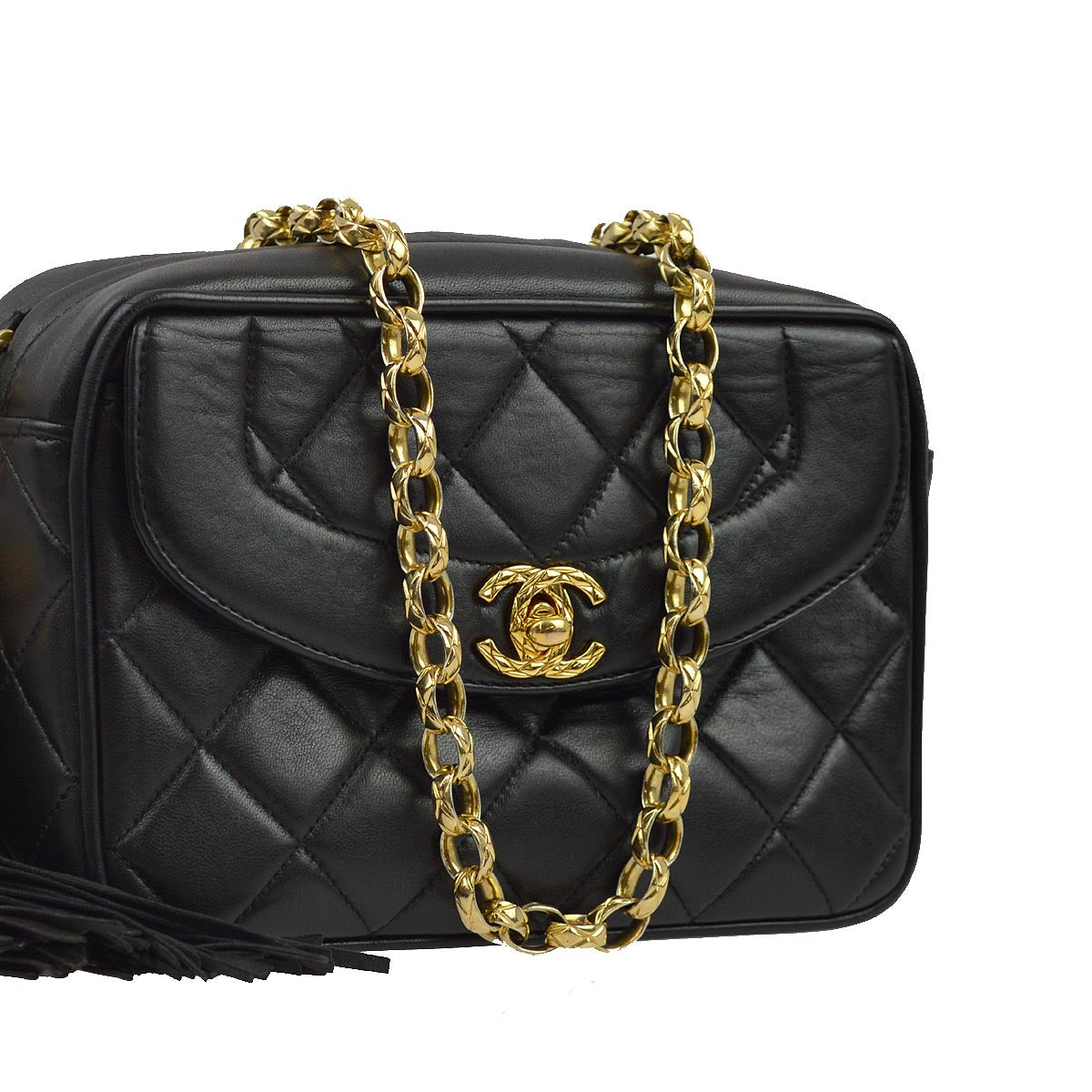 Luxury Chanel 1991-1994 Black Lambskin Camera Bag Mini