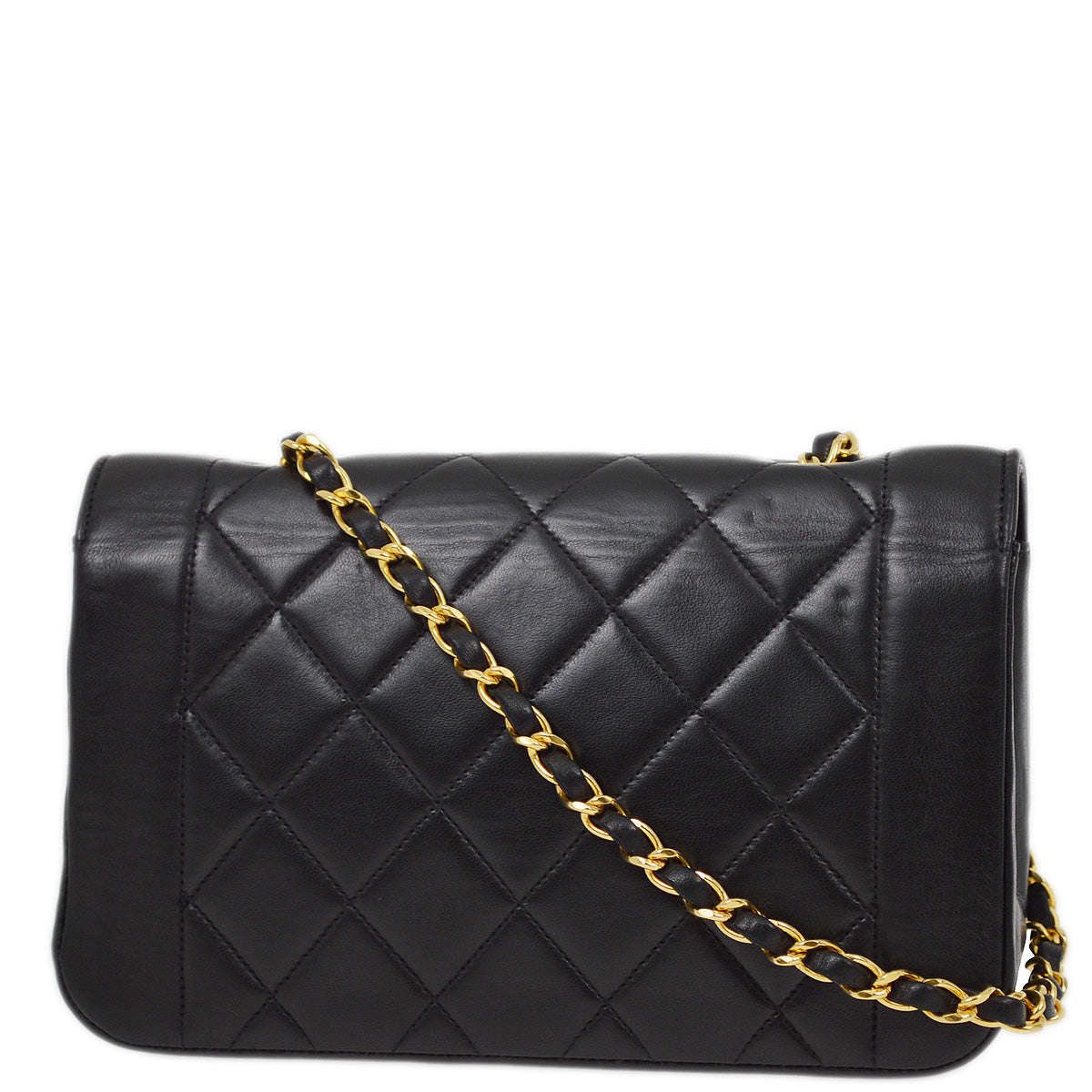 Luxury Chanel 1996-1997 Black Lambskin Small Diana Shoulder Bag