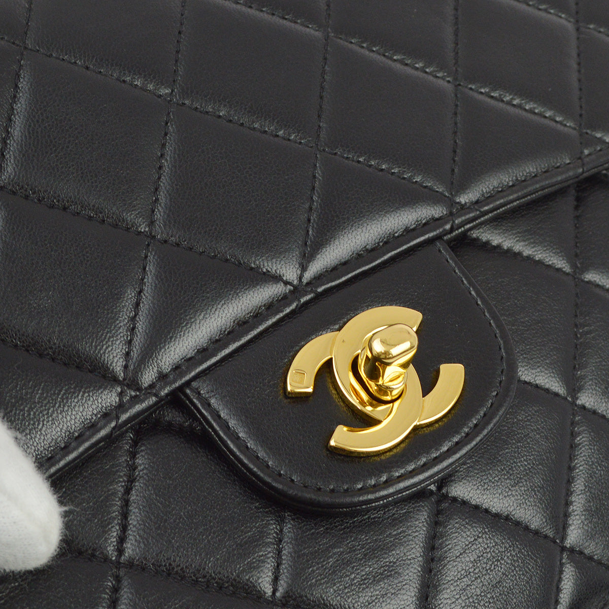 Luxury Chanel 1994-1996 Black Lambskin Double Sided Classic Flap Shoulder Bag