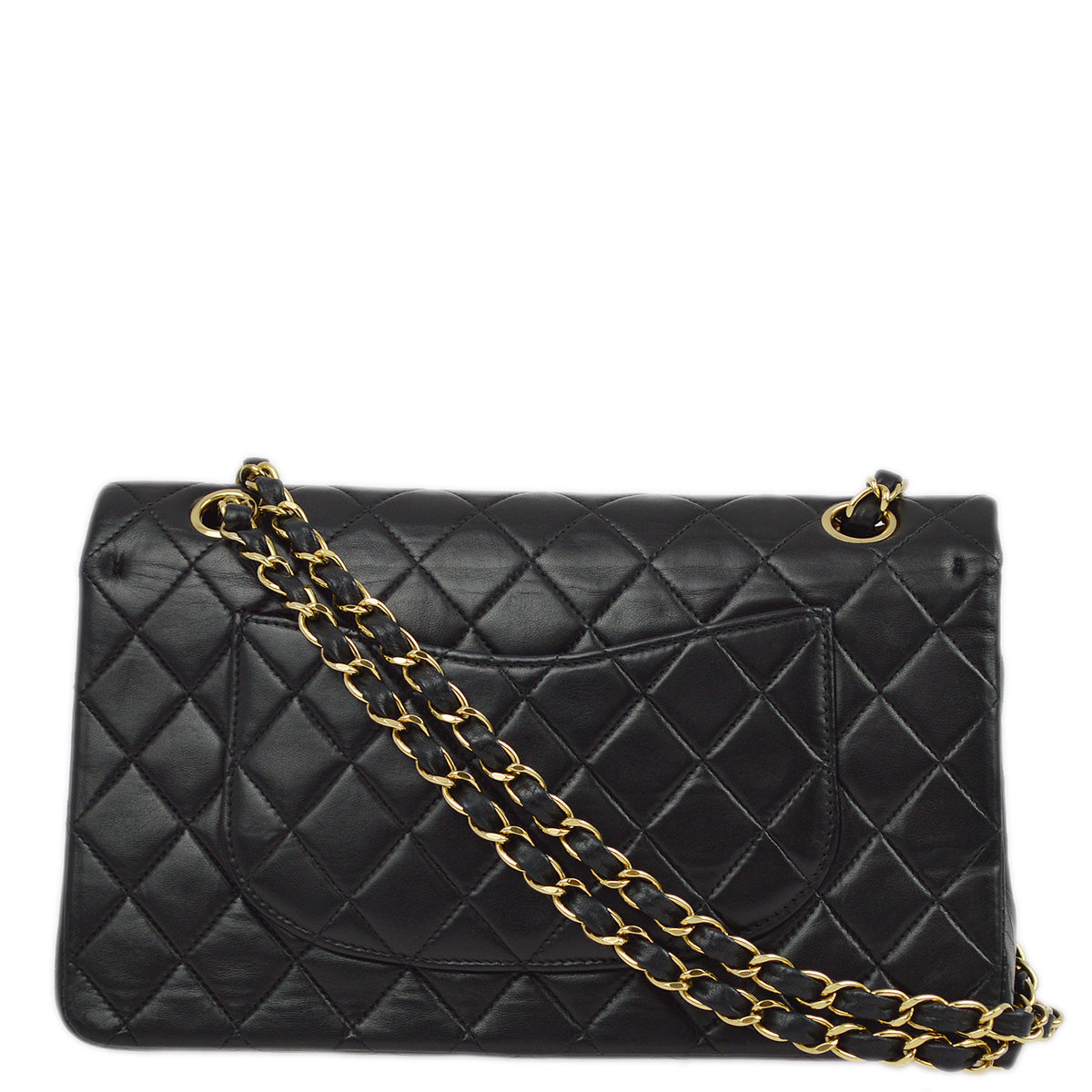 Luxury Chanel 2003-2004 Black Lambskin Medium Classic Double Flap Shoulder Bag