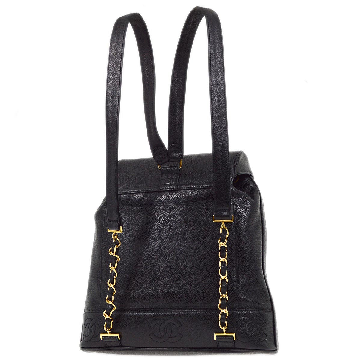 Luxury Chanel 1996-1997 Black Caviar Triple CC Backpack