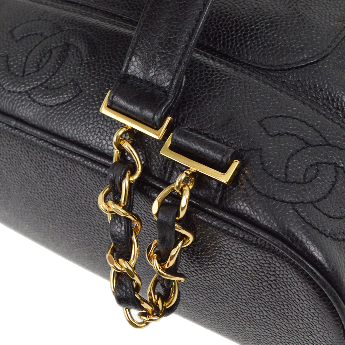 Luxury Chanel 1996-1997 Black Caviar Triple CC Backpack
