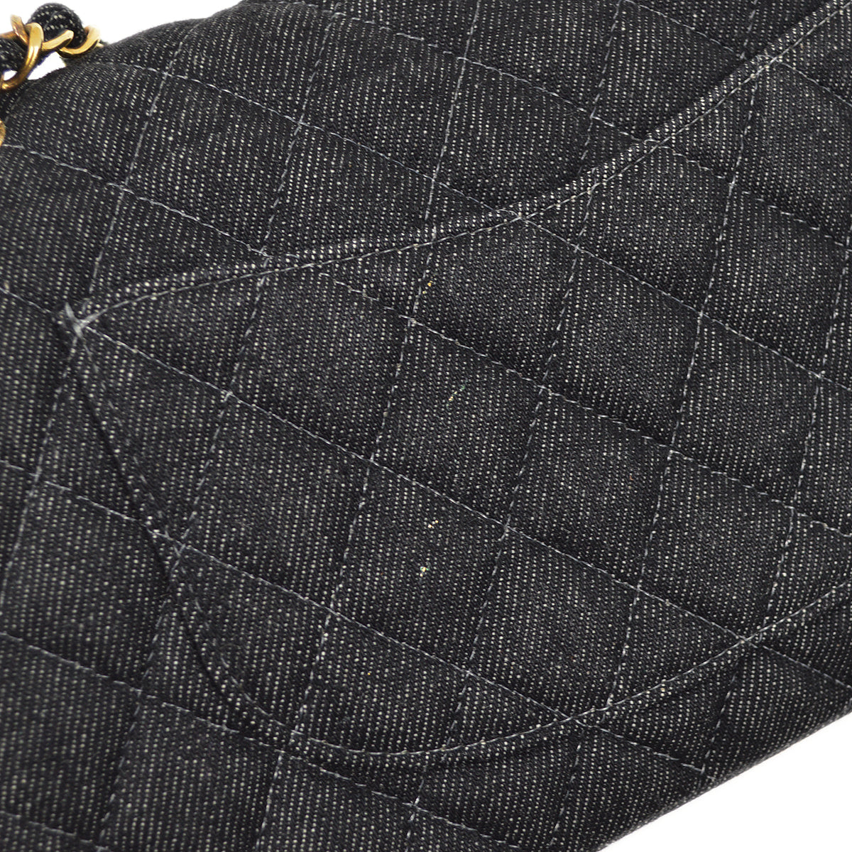 Luxury Chanel 1997-1999 Black Denim Medium Classic Double Flap Shoulder Bag