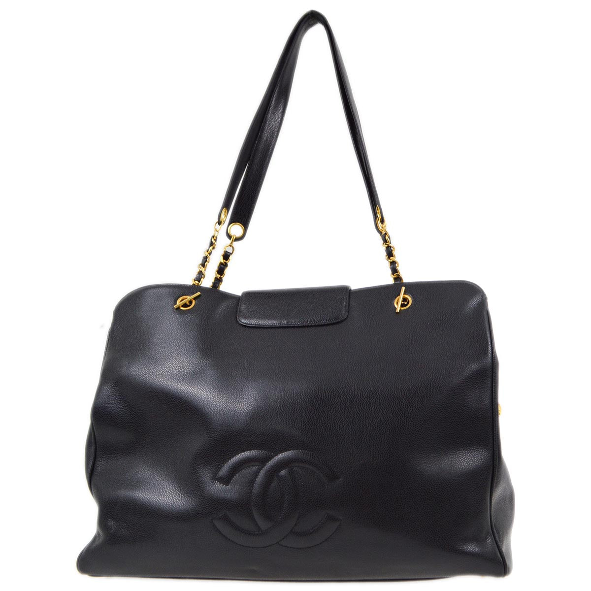 Luxury Chanel 1991-1994 Black Caviar Supermodel Shoulder Bag