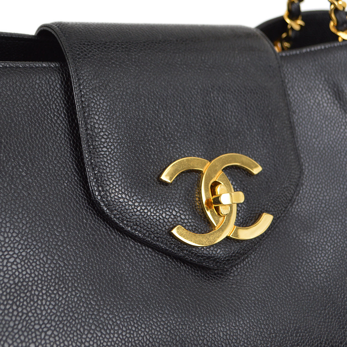 Luxury Chanel 1991-1994 Black Caviar Supermodel Shoulder Bag