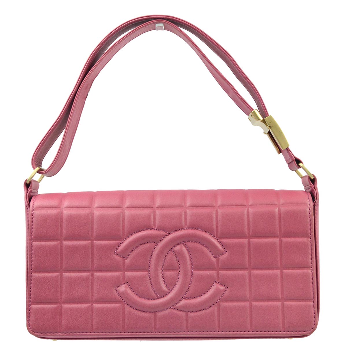 Luxury Chanel 2003-2004 Pink Lambskin Choco Bar Shoulder Bag