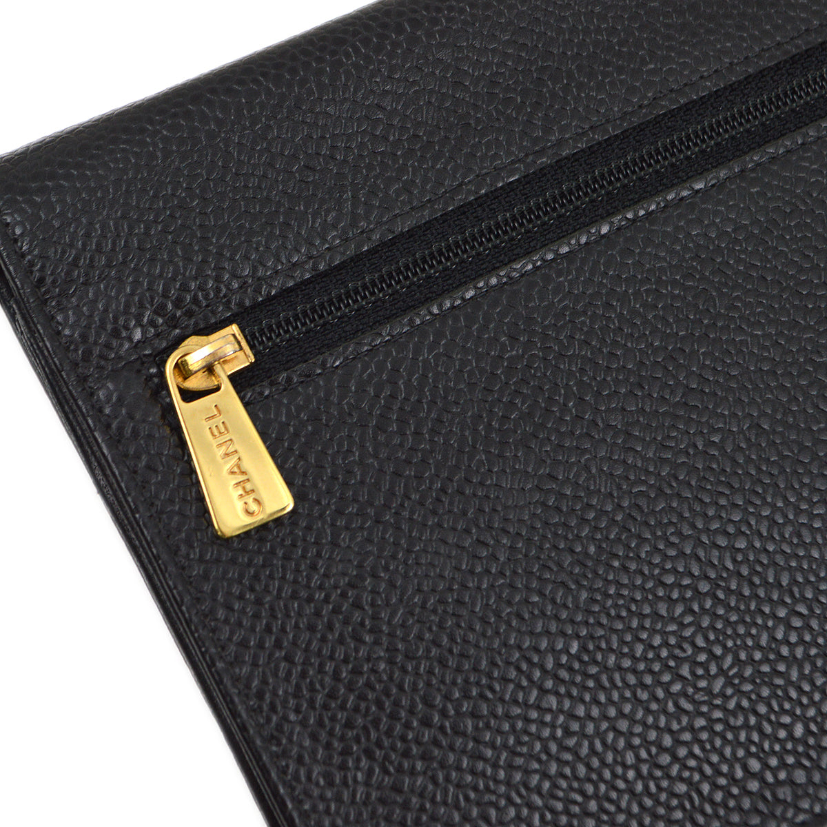 Luxury Chanel 2000-2001 Black Caviar WOC Chain Shoulder Wallet Bag