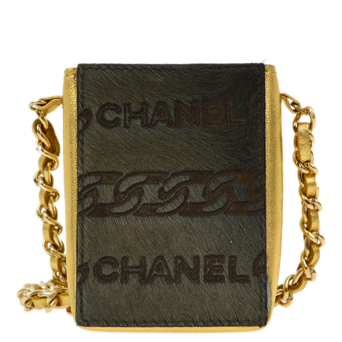 Luxury Chanel 2000-2001 Khaki Chain Shoulder Cigarette Case Small New