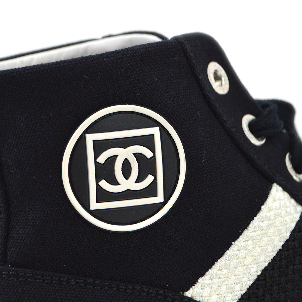 Luxury Chanel Black Sport Line High Cut Shoes Sneakers #37