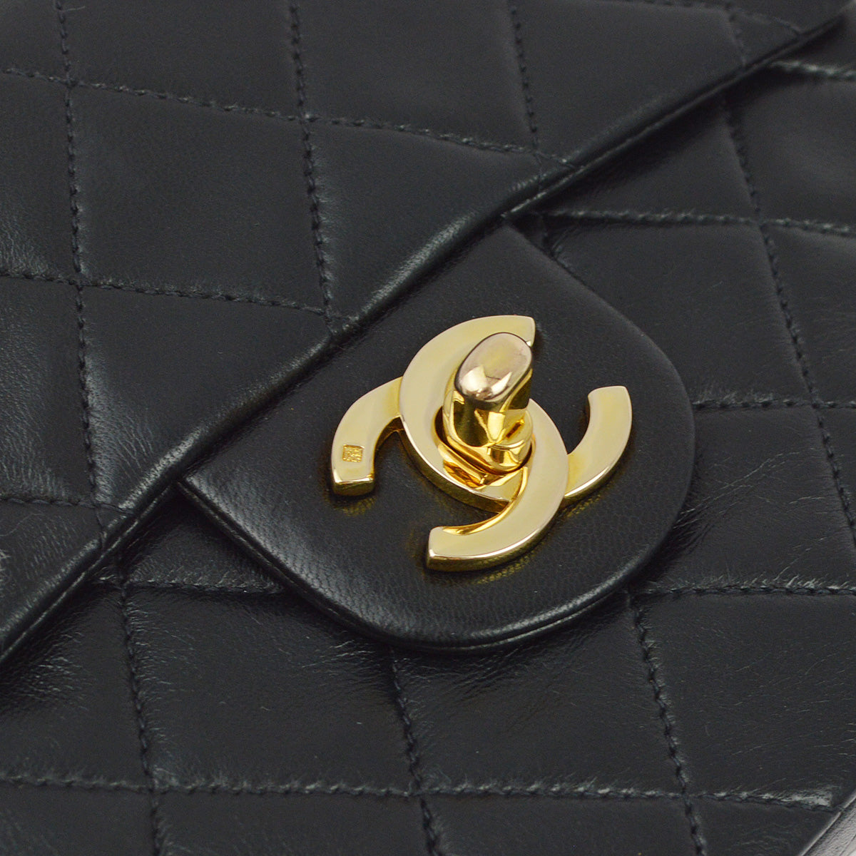 Luxury Chanel 1994-1996 Black Lambskin Mini Classic Square Flap Shoulder Bag 17