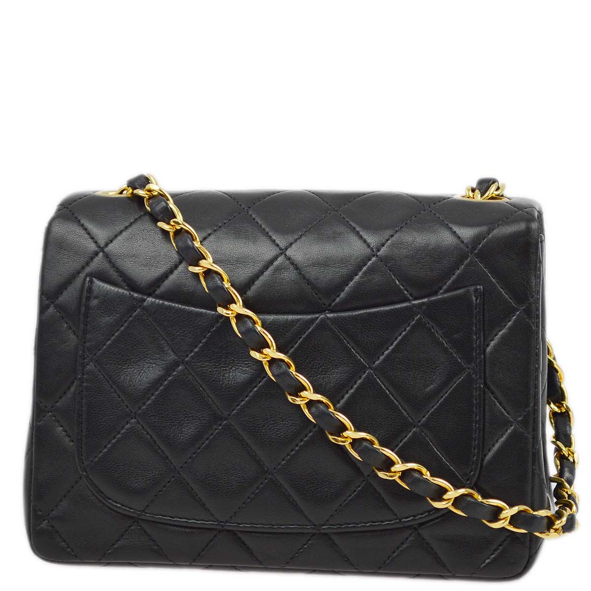 Luxury Chanel 1994-1996 Black Lambskin Mini Classic Square Flap Shoulder Bag 17
