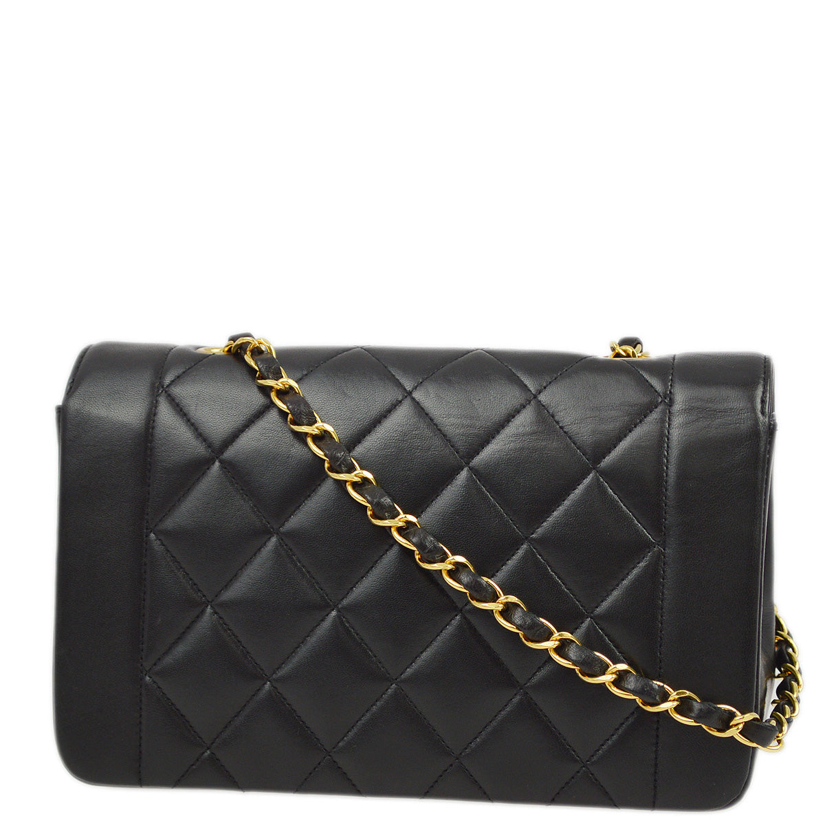 Luxury Chanel 1994-1996 Black Lambskin Small Diana Shoulder Bag