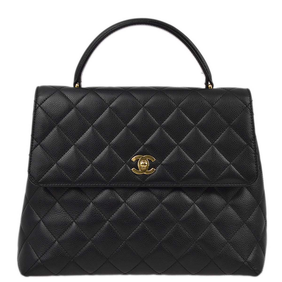 Luxury Chanel 2001-2003 Black Caviar Kelly Handbag