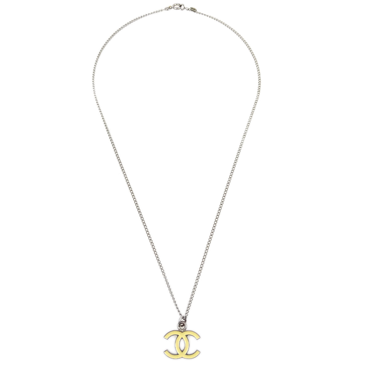 Luxury Chanel Chain Necklace Silver White 06V