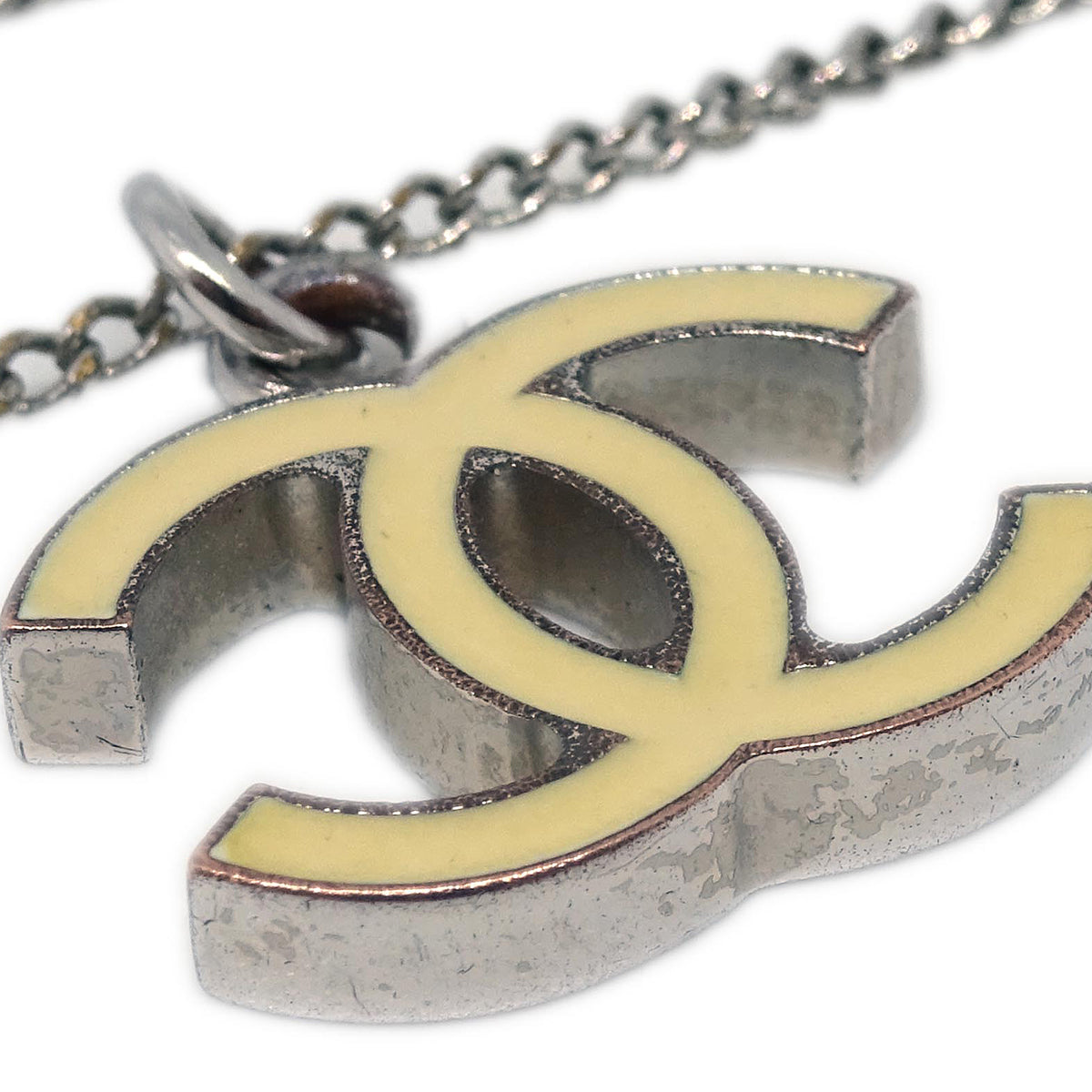 Luxury Chanel Chain Necklace Silver White 06V